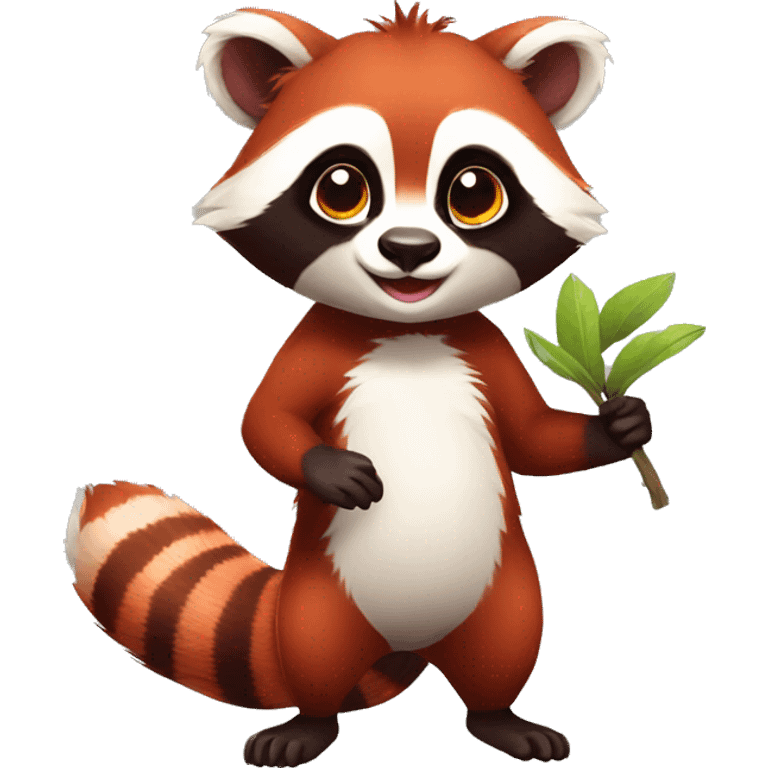 Cute red raccoon-panda-lemur-hybrid full body emoji