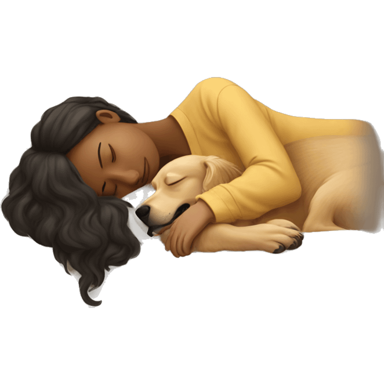 woman asleep with golden retriever  emoji