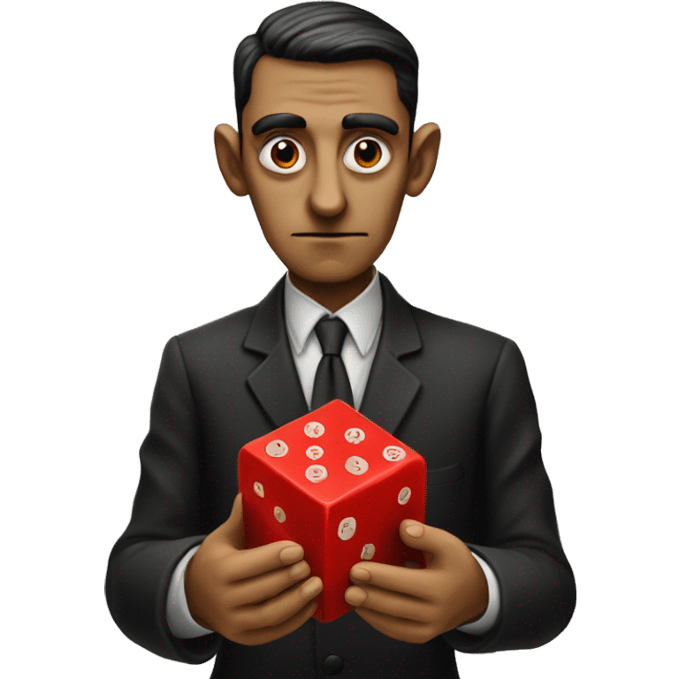 Kafka holds a red dice in his hands emoji