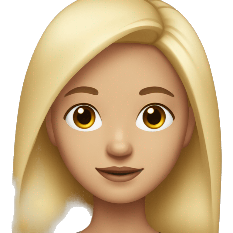 Girl with blonde hair and brown eyes with eyelashes emoji