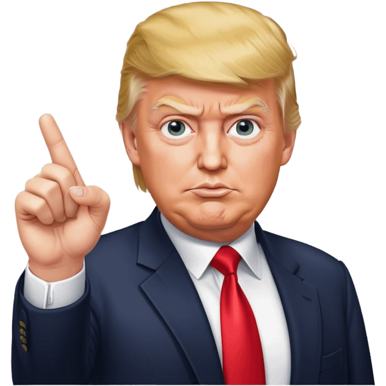 Super realistic Donald Trump pointing index finger up, realistic face emoji