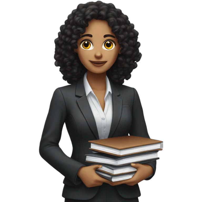 female legal intern with dark curly hair emoji