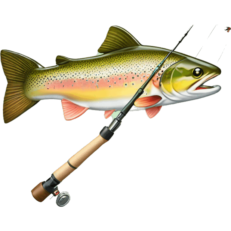 Trout with a fly fishing rod emoji