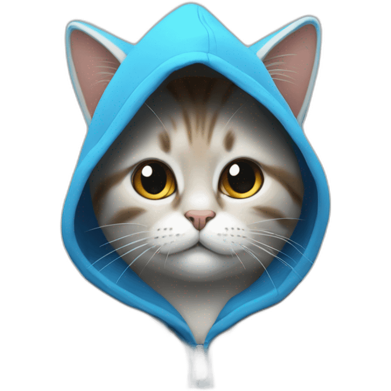 un chat avec une capuche avec reyur bleu est bland emoji