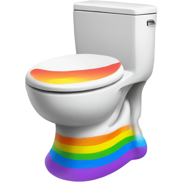 toilet with rainbow poop emoji