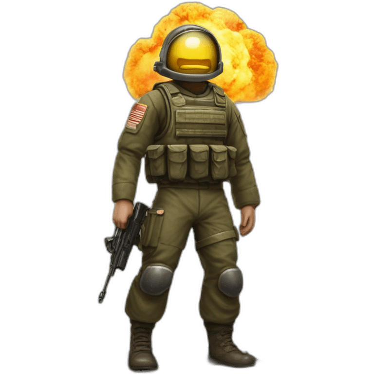 Char d'assaut russe avec derrière des explosions emoji