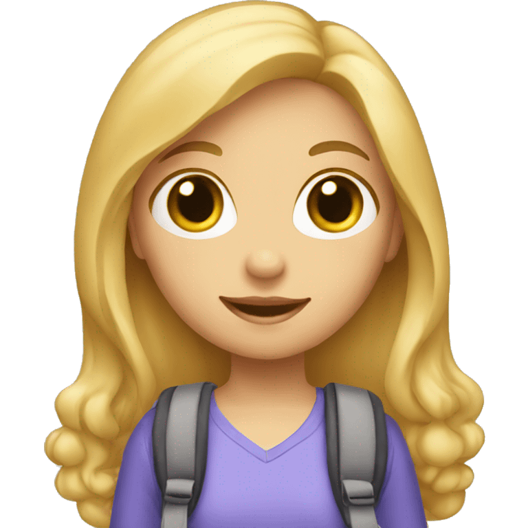 girl with blond hair holding a school bag emoji