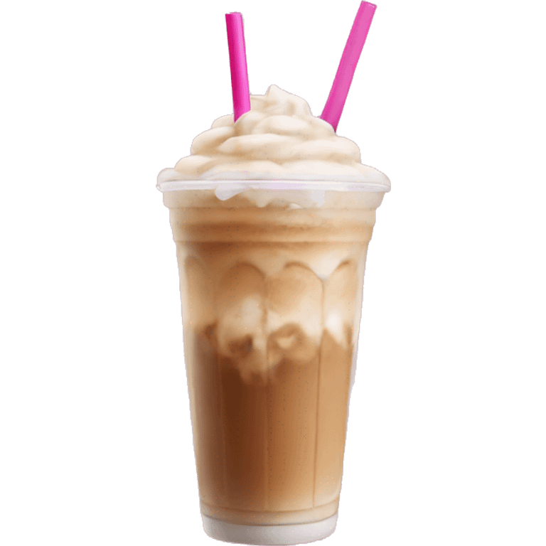 iced latte and a pink straw  emoji