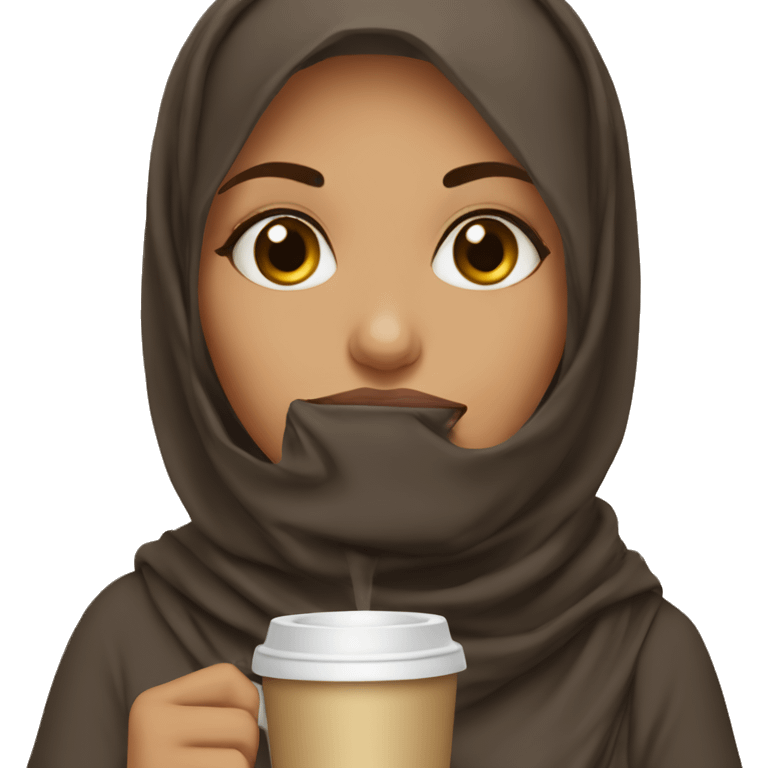 Muslim Girl drinking coffee emoji