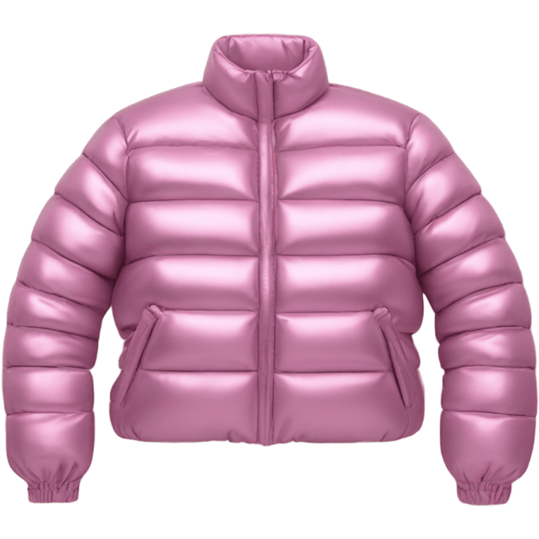 Realistic isolated side view of an open metallic pink cropped puffer jacket. emoji