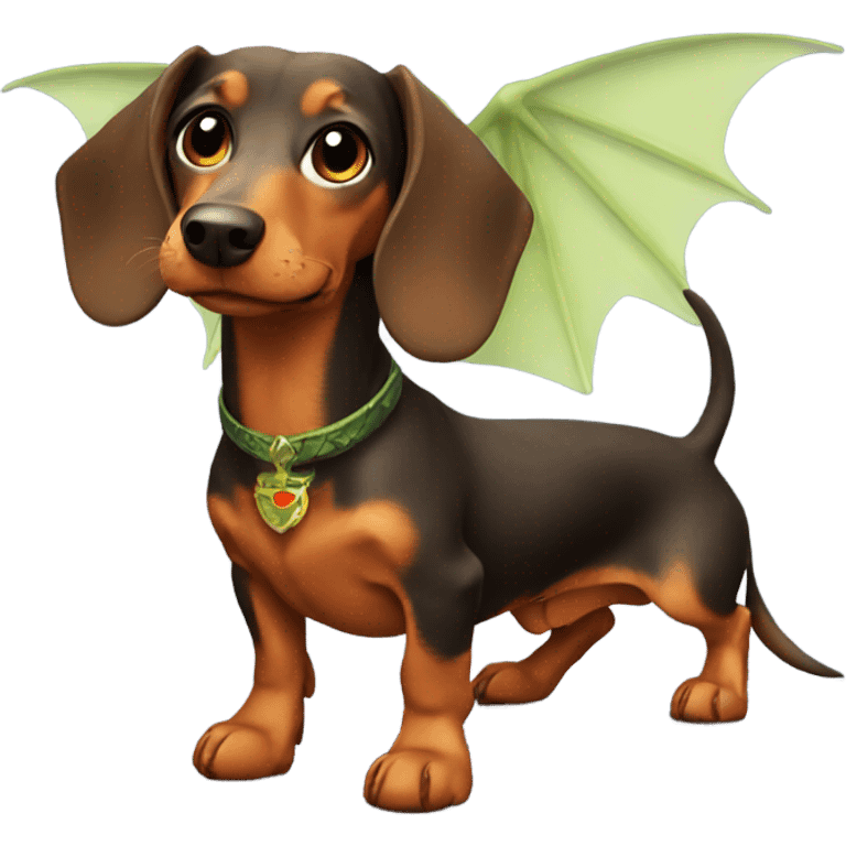 dachshund wearing dragon wings  emoji