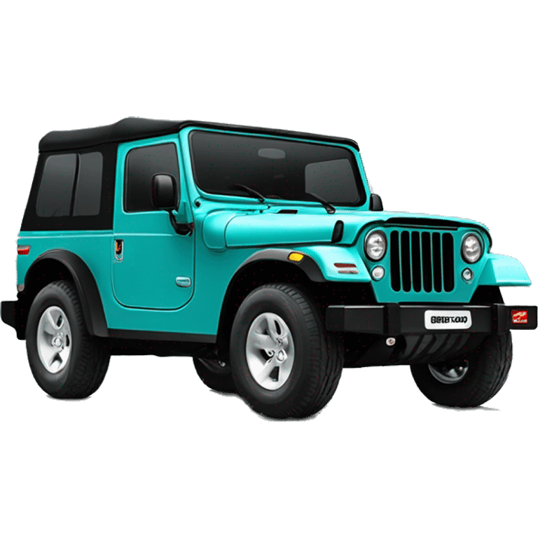 Mahindra thar aquamarine color black top emoji