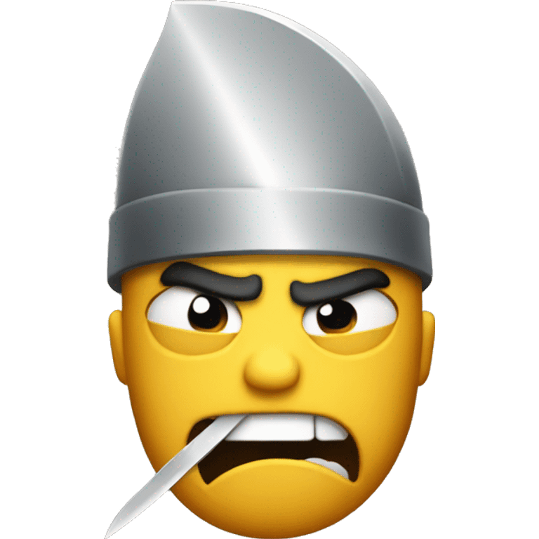 Angry emoji with knife emoji