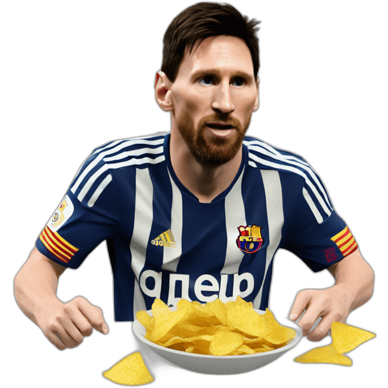 lionel messi eating chips emoji