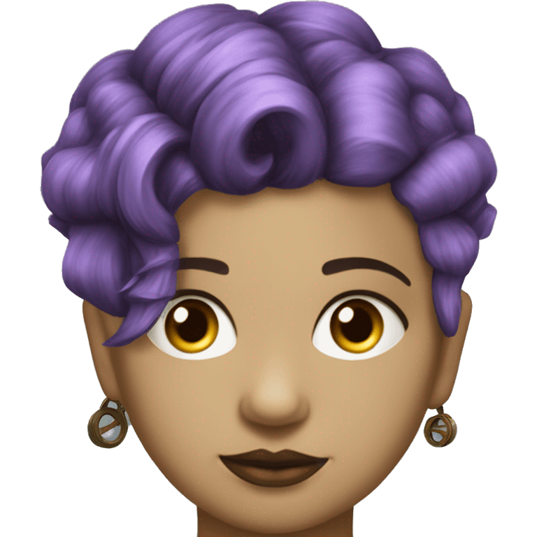 steampunk profile short hair faux-hawk purple Victorian on Caucasian girl with small nose round fat face emoji