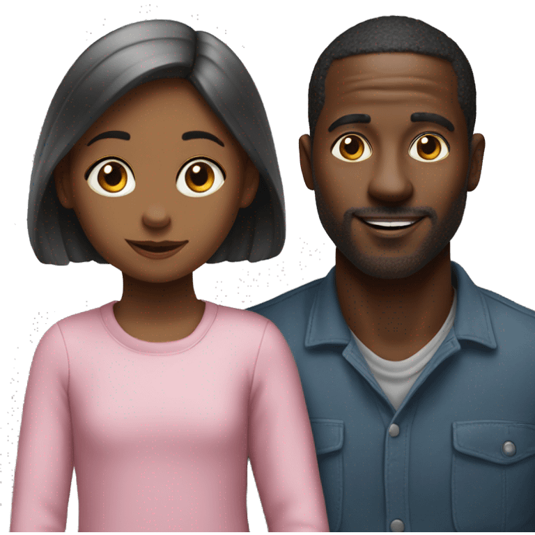 Black man pencil with Withe little girl emoji