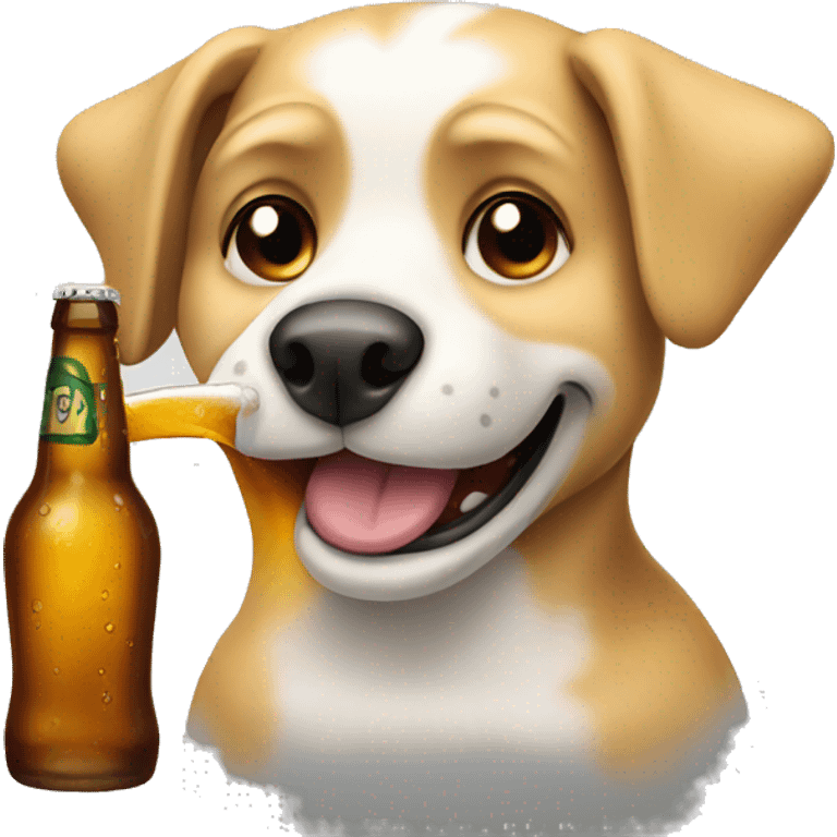 Dog drinking a beer emoji