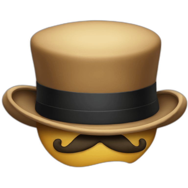 Floating mustache and bowler hat emoji