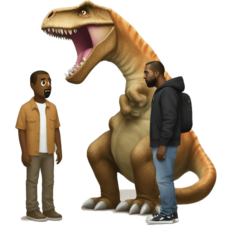 Cat Kanye West meeting a dinosaur emoji