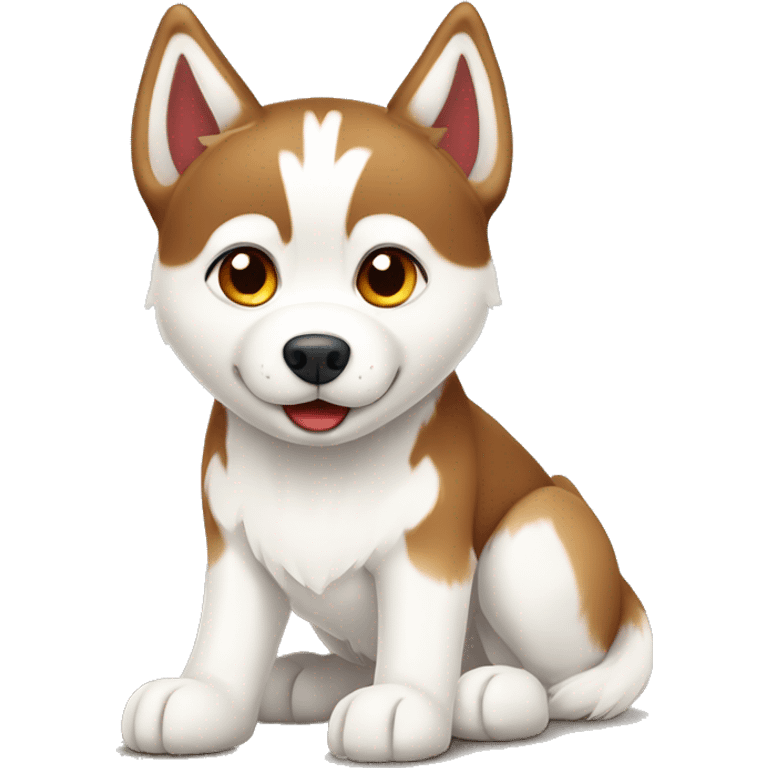 Red and white Siberian husky with only one back leg emoji