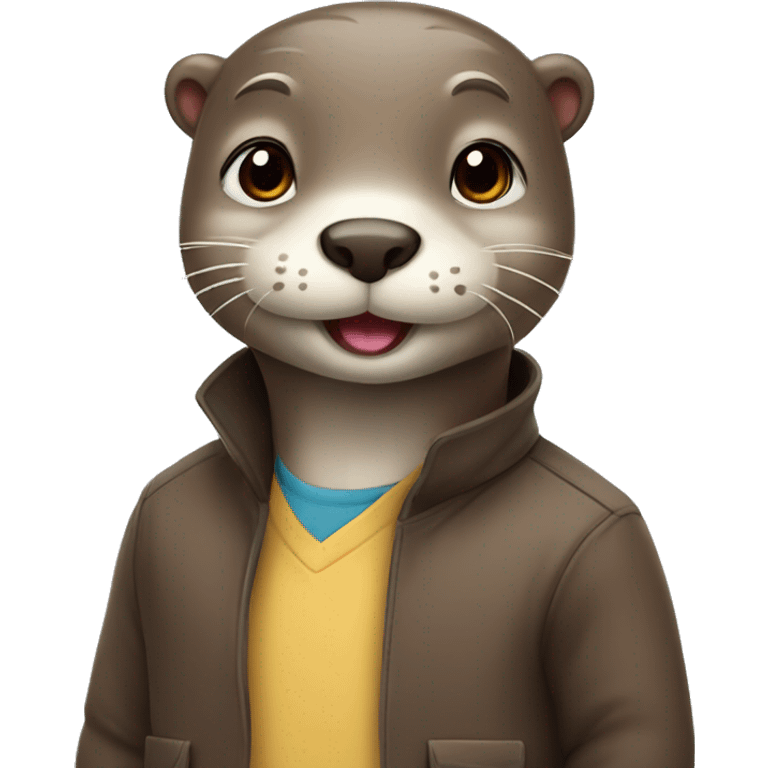 Cute otter at school emoji