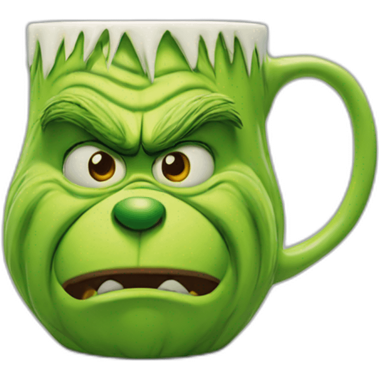 Grinch face shaped mug emoji