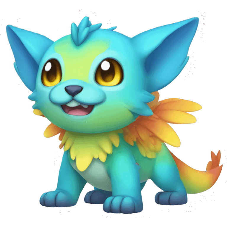 Cute cool colorful fantasy animal hybrid Fakemon full body emoji