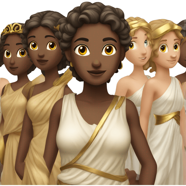 Greek goddess with regular girls standing behind her emoji