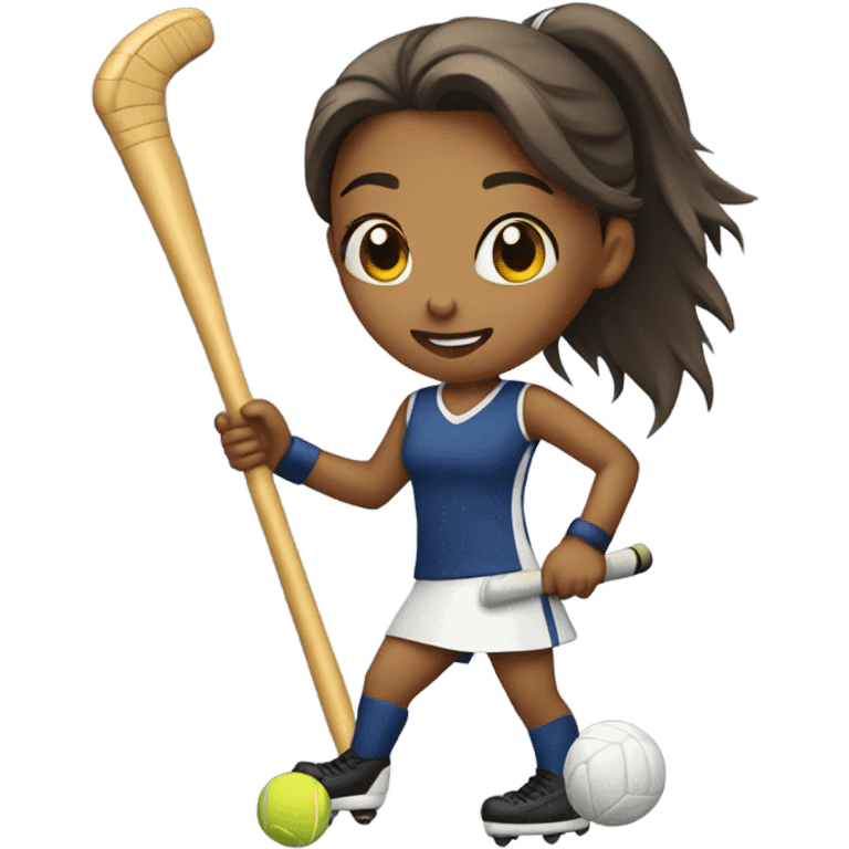 a girl playing field hockey emoji