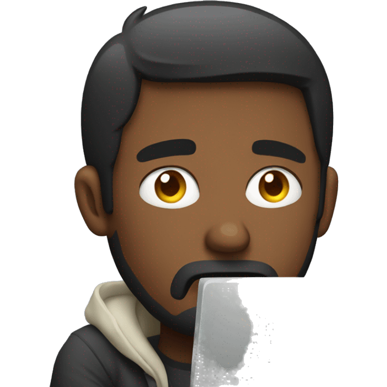 a depressed man gaming on his computer emoji