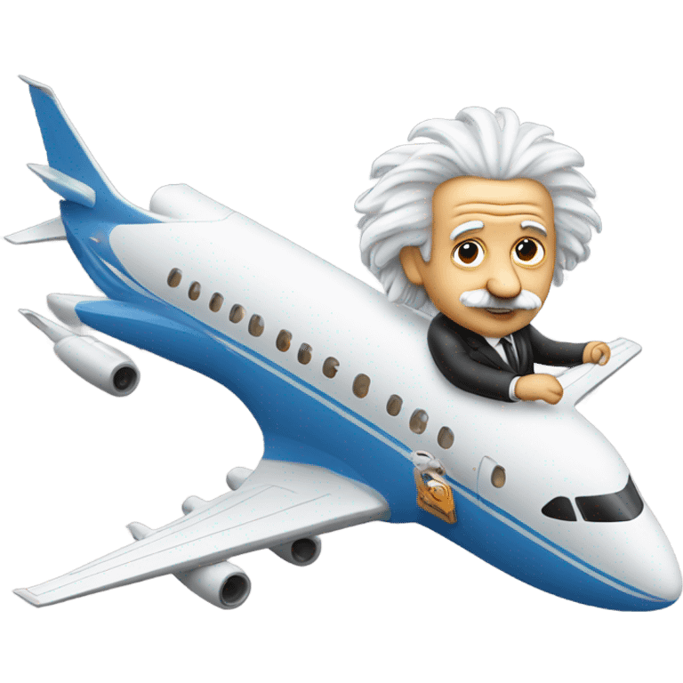 Einstein riding a jetliner  emoji