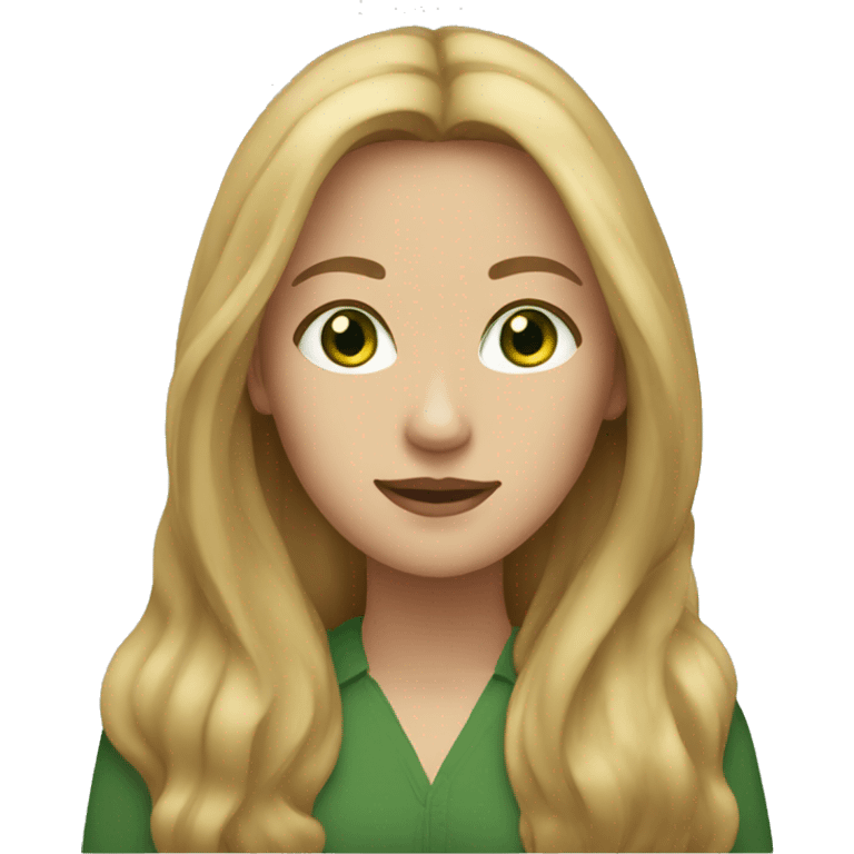 Woman with light brown long hair green eyes  emoji