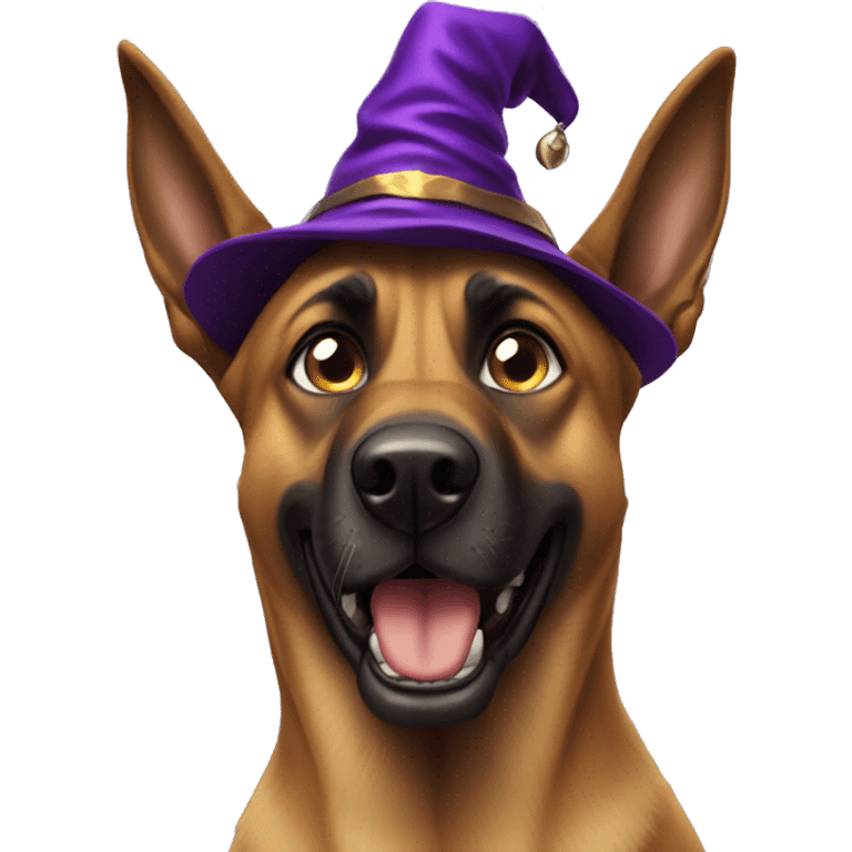 malinois dog with wizard scared emoji