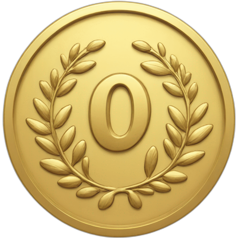 gold coin with "0" label in center and laurel emoji