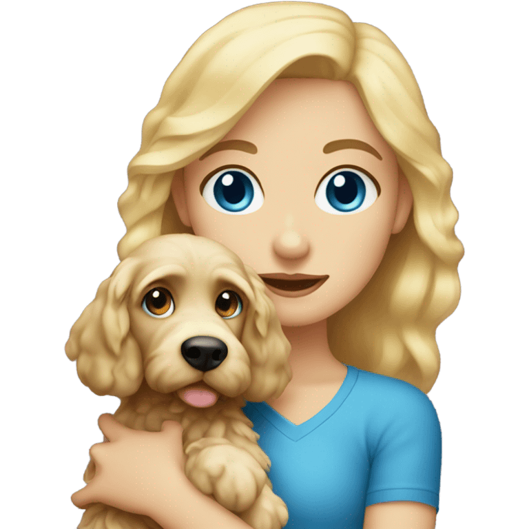 Blonde girl with blue eyes and  cockapoo emoji