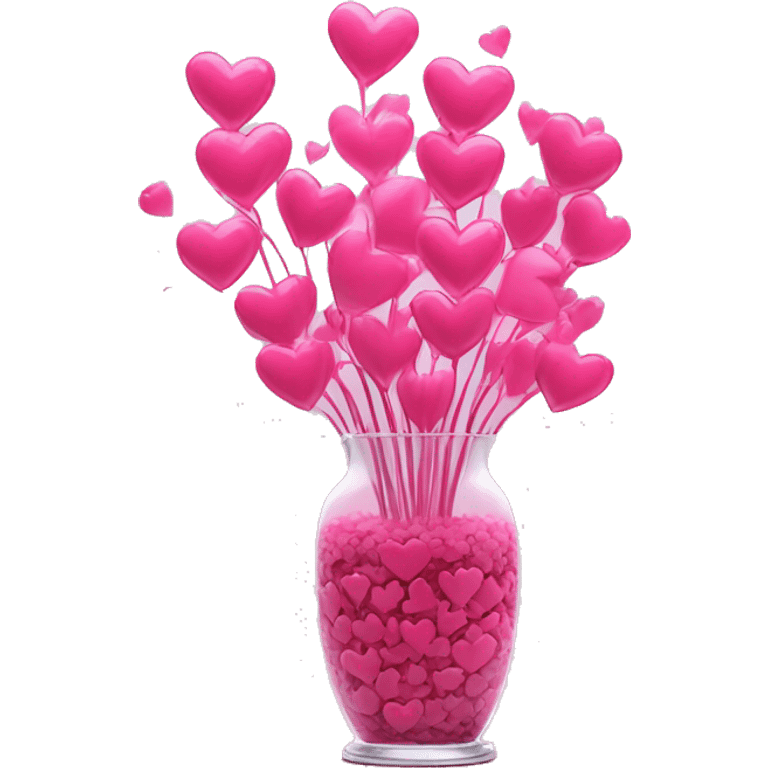 10000000 huge pink hearts on stems in a clear glass vase emoji