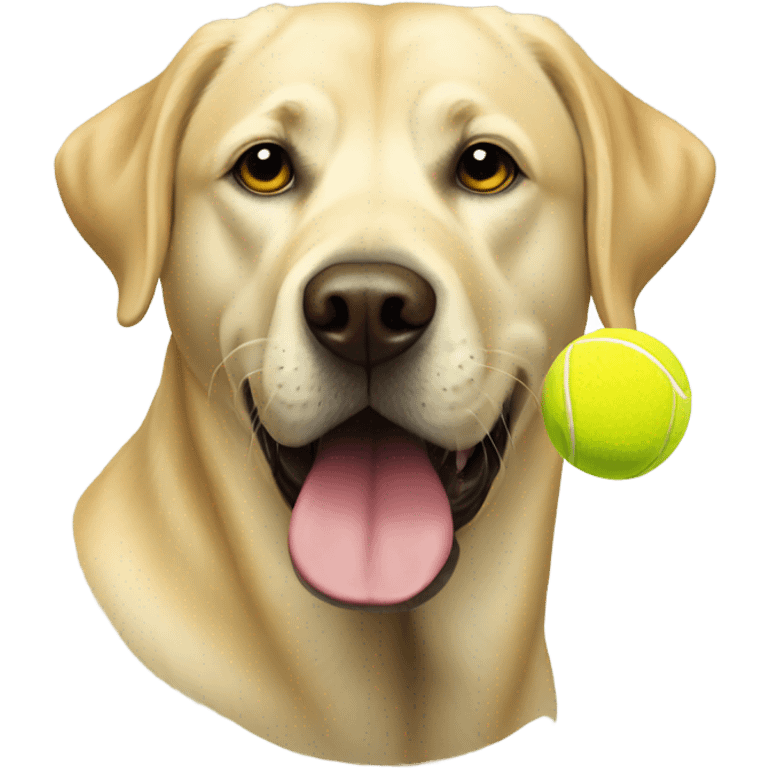 Yellow lab with a tennis ball in mouth emoji