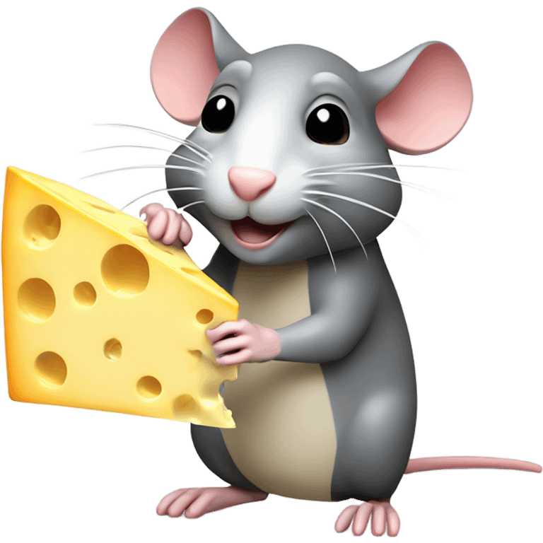 Rat sniffing cheese 3D emoji