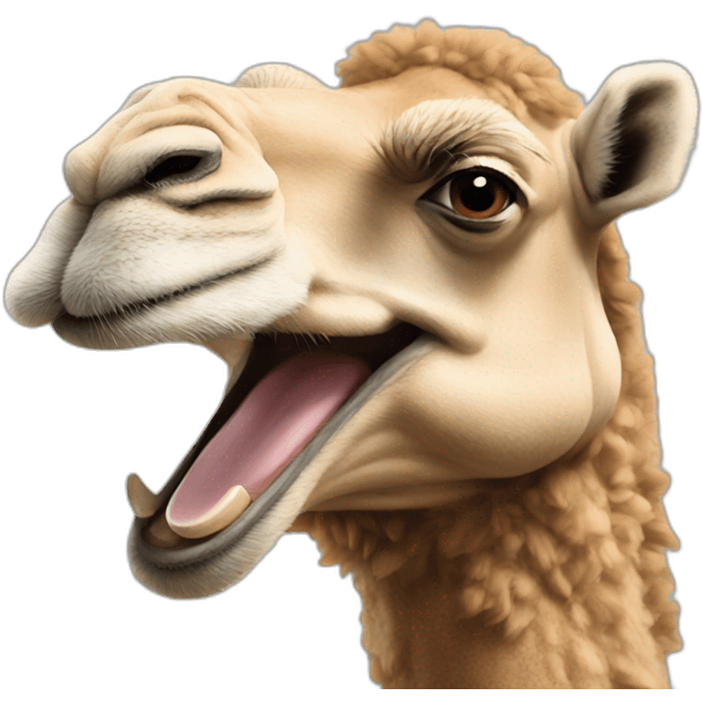 A laughing camel emoji