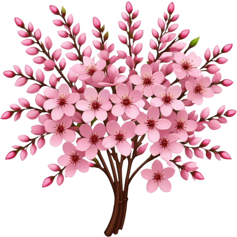 big bouquet Cherry Blossom, luxuriant, stem, leaf emoji