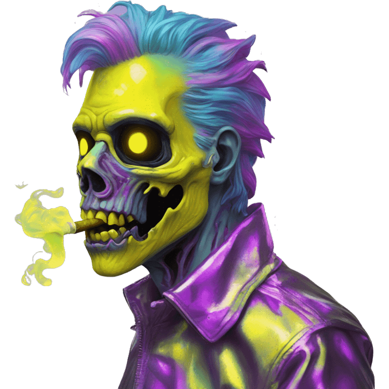 .Zombie_ Vaporwave black holographic oilslick zombie unicorn smoking yellow caution tape  emoji