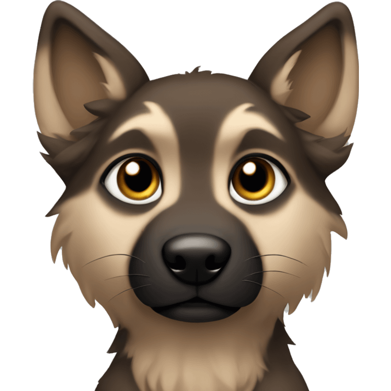 a brown puppy-like wolf with black hair on its ears emoji