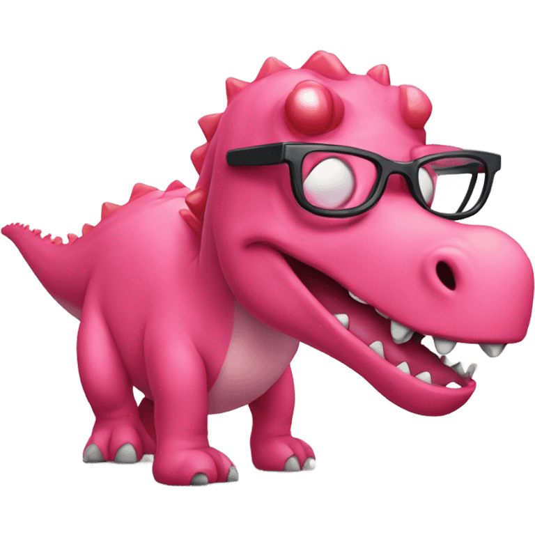 Pink dinosaur with red glasses  emoji