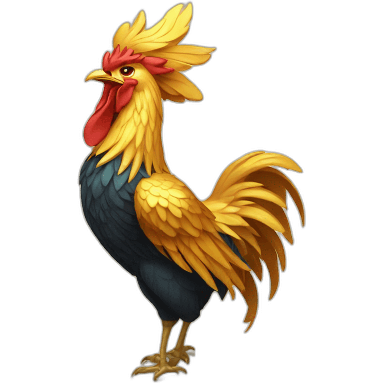 proud and howling golden phoenix rooster with a crown on its head emoji