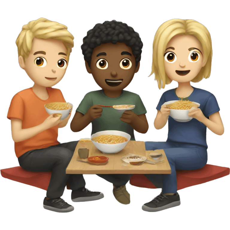 friends eating ramen emoji