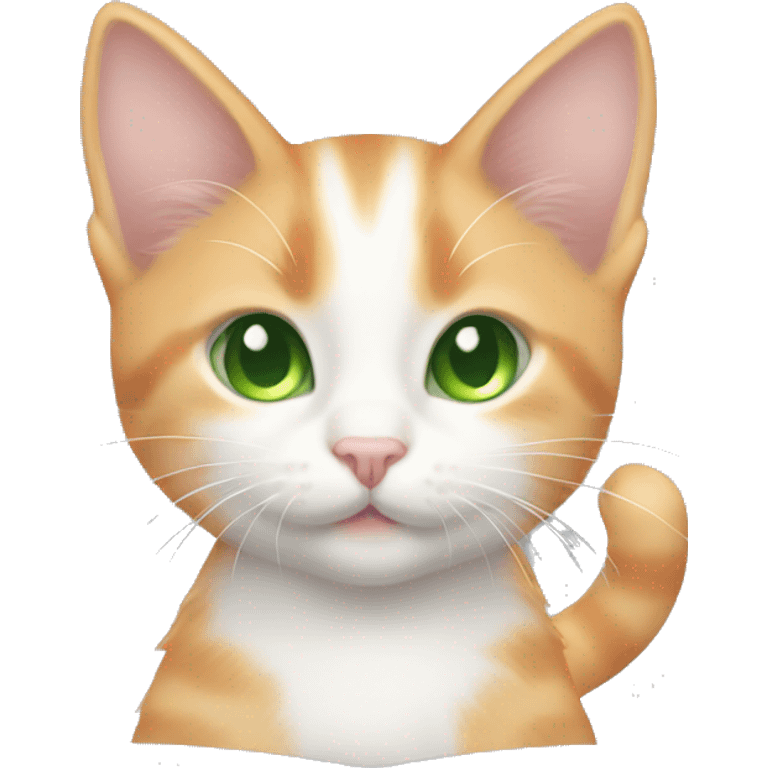 Light Orange and white kitten with green eyes emoji