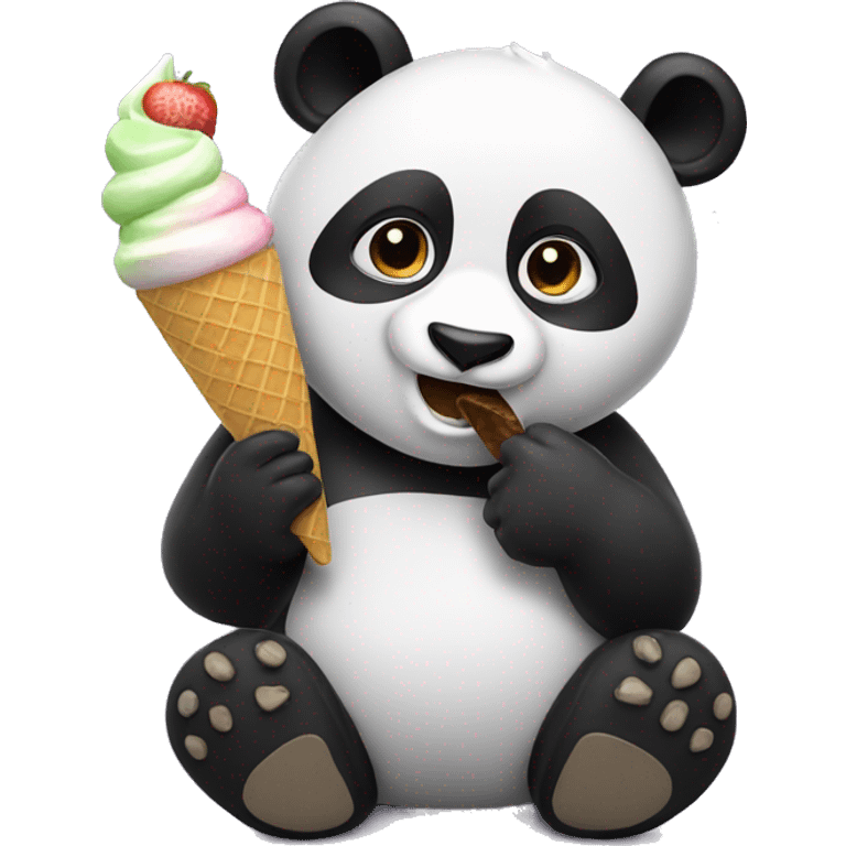 Panda eating ice cream emoji