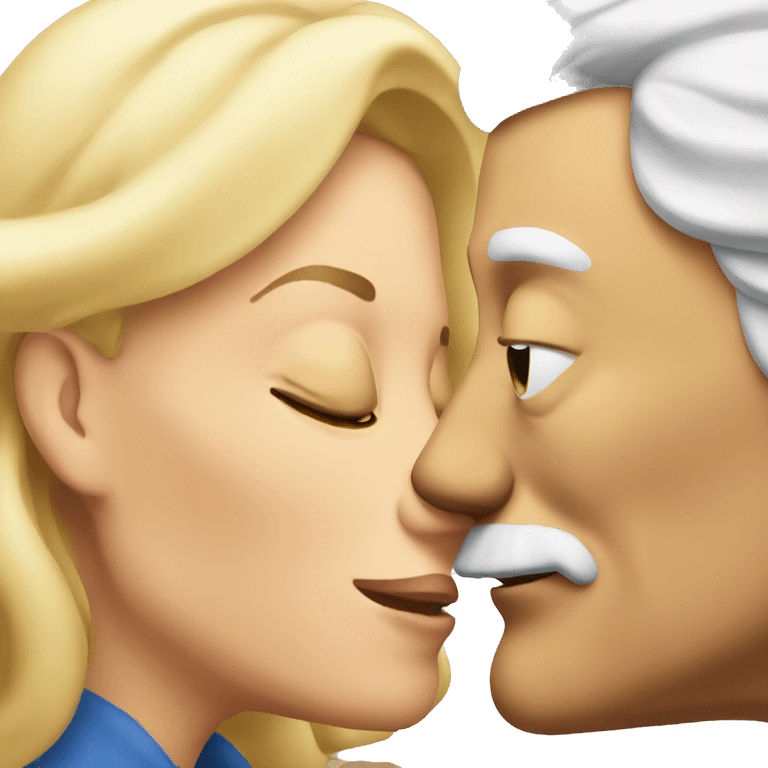 An old man kisses blonde woman emoji