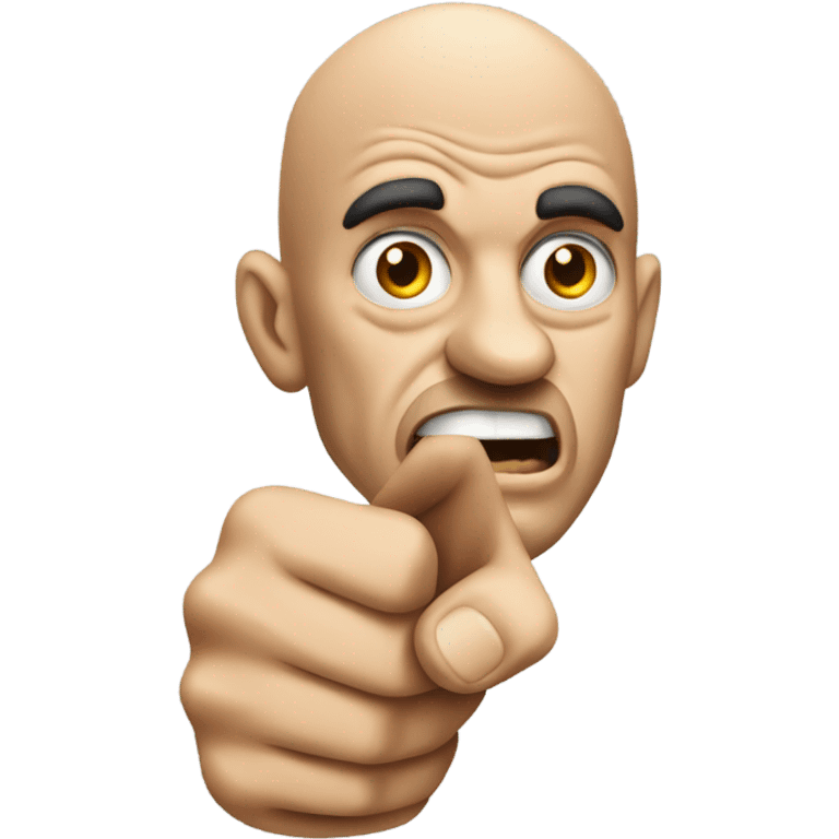 Angry guy looking at you pointing at you with an Extra long pointer  emoji