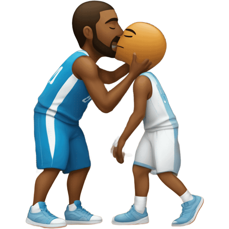 basquetball player male kissing an Argentinean wo emoji